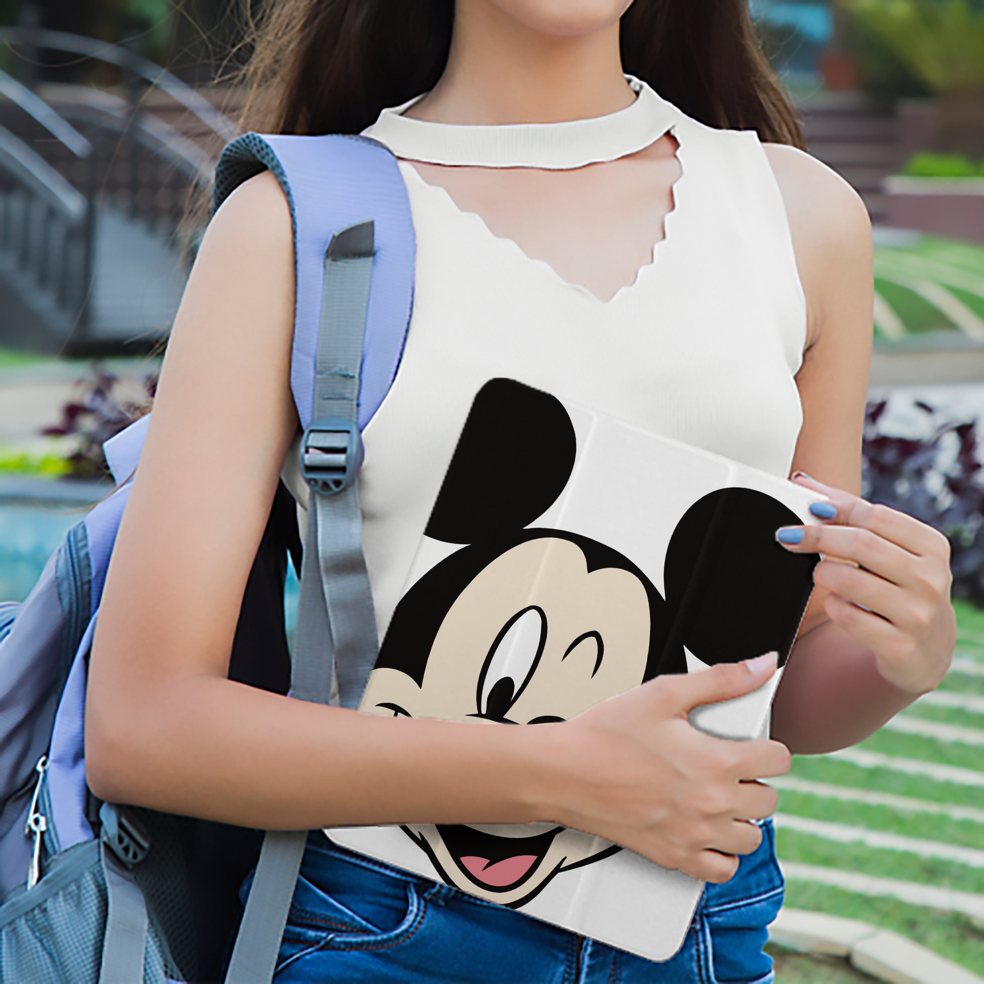 ミッキーマウス Mickey Mouse IPad ケース ペン収納付き 三つ折りスタンド PUレザー×シリコン 対応機種9.5/10.5/10.9インチ