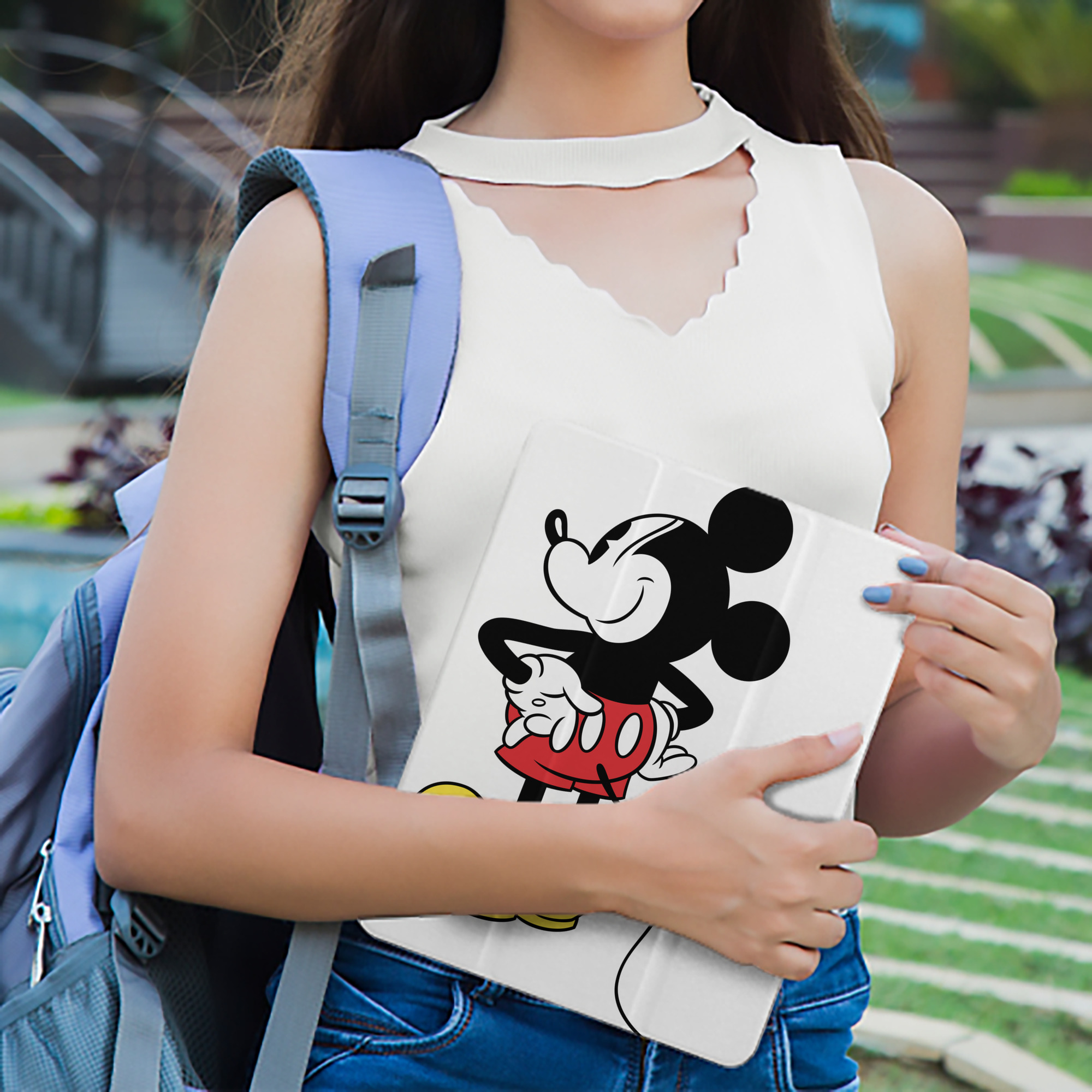 ミッキーマウス Mickey Mouse IPad ケース ペン収納付き 三つ折りスタンド PUレザー×シリコン 対応機種9.5/10.5/10.9インチ