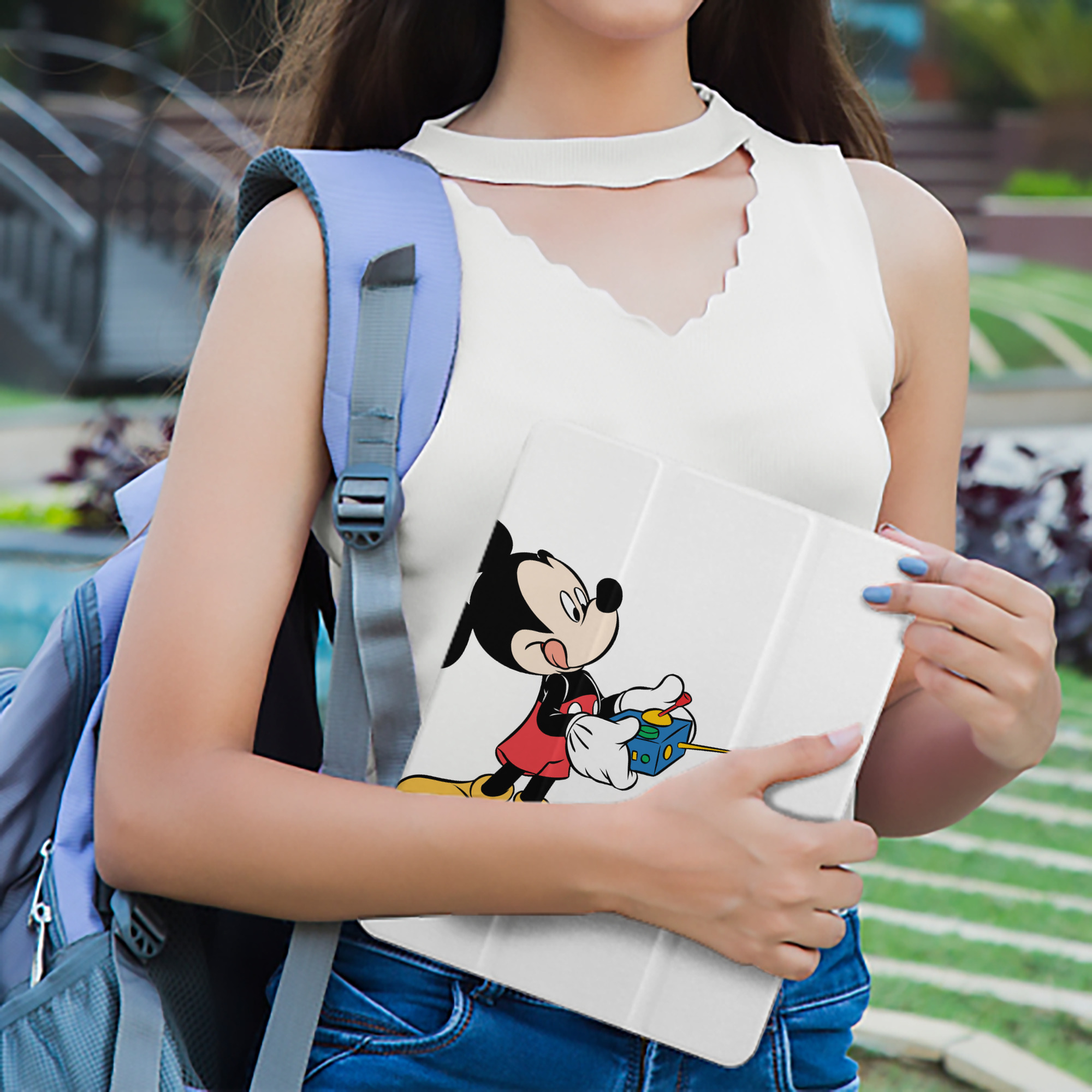 ミッキーマウス Mickey Mouse IPad ケース ペン収納付き 三つ折りスタンド PUレザー×シリコン 対応機種9.5/10.5/10.9インチ
