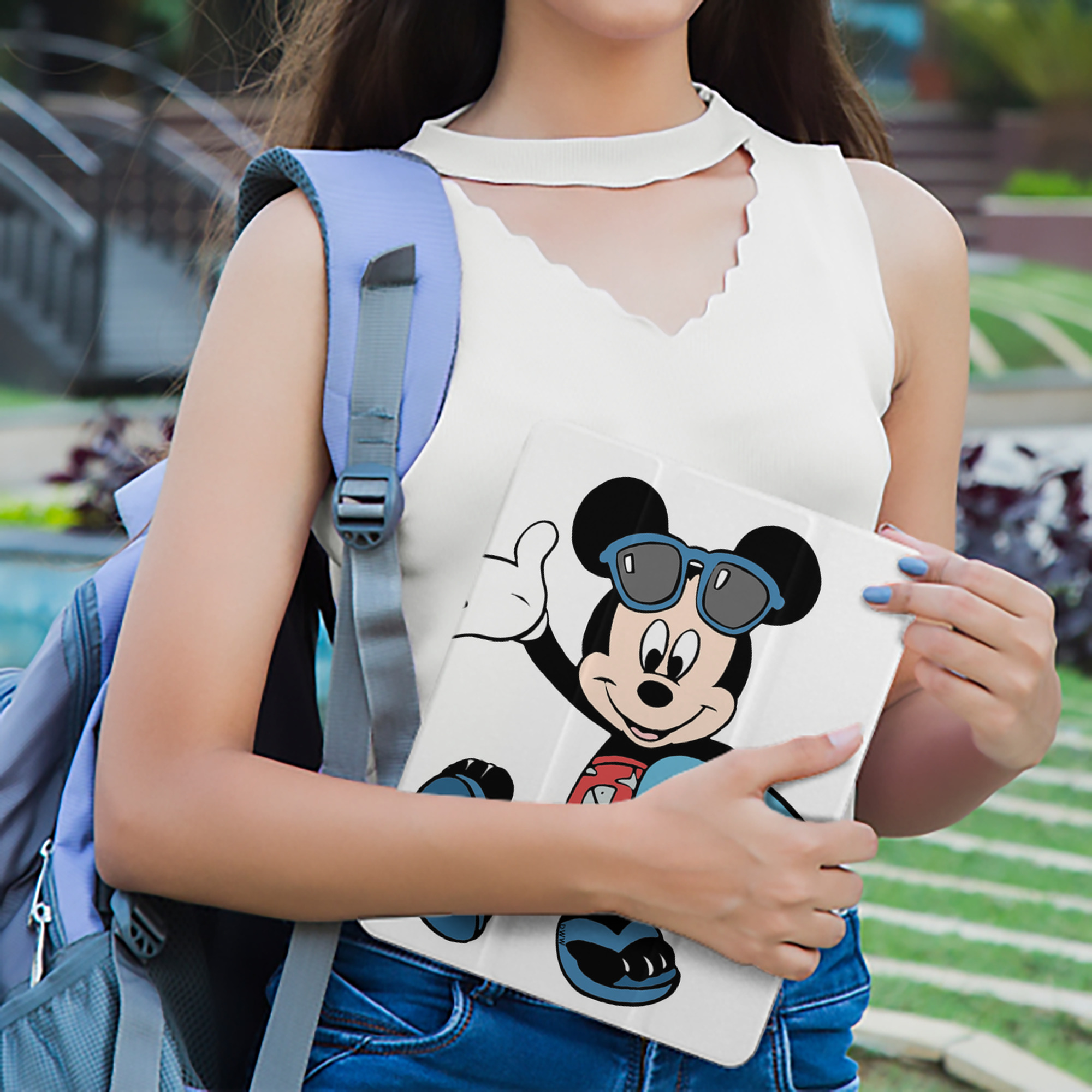 ミッキーマウス Mickey Mouse IPad ケース ペン収納付き 三つ折りスタンド PUレザー×シリコン 対応機種9.5/10.5/10.9インチ