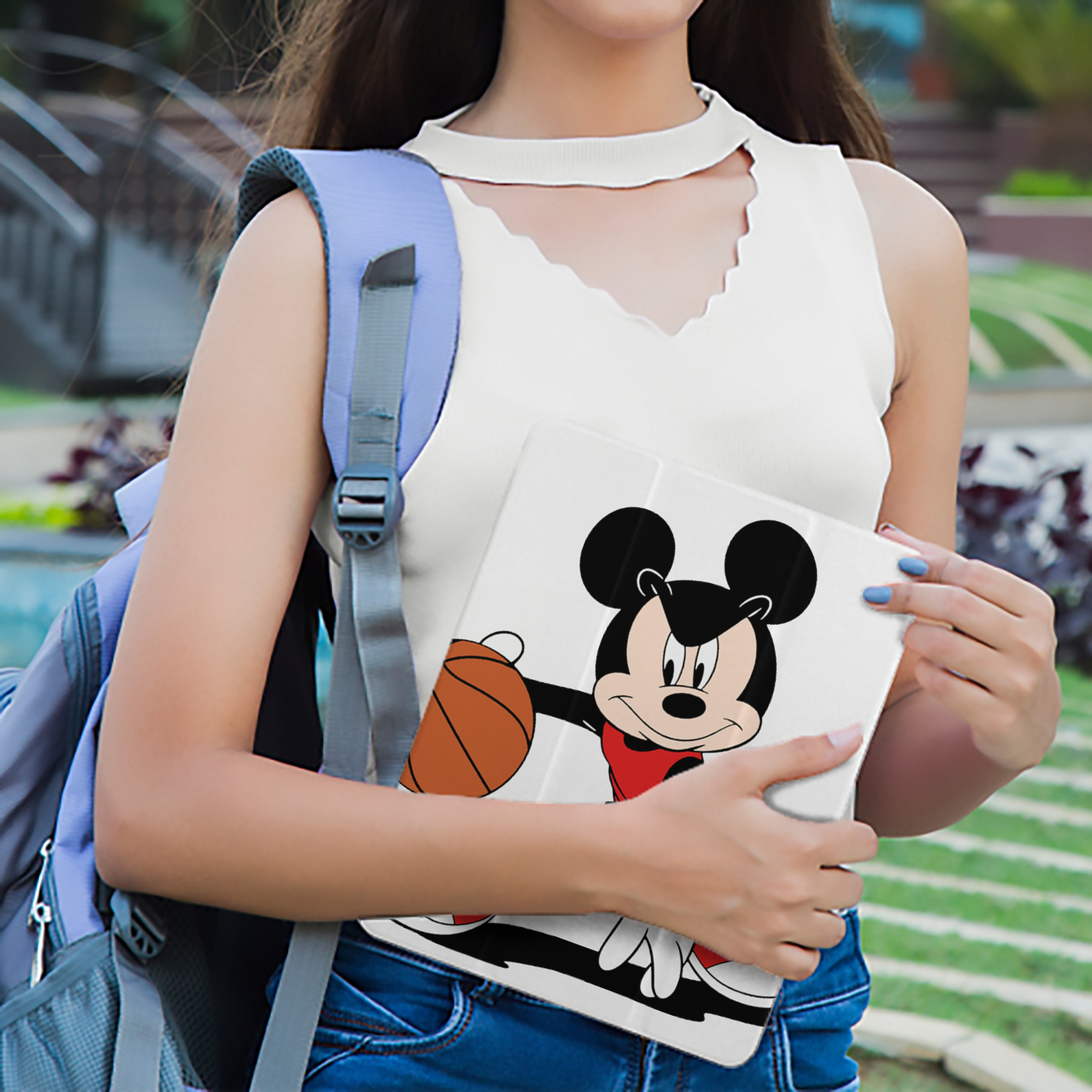 ミッキーマウス Mickey Mouse IPad ケース ペン収納付き 三つ折りスタンド PUレザー×シリコン 対応機種9.5/10.5/10.9インチ