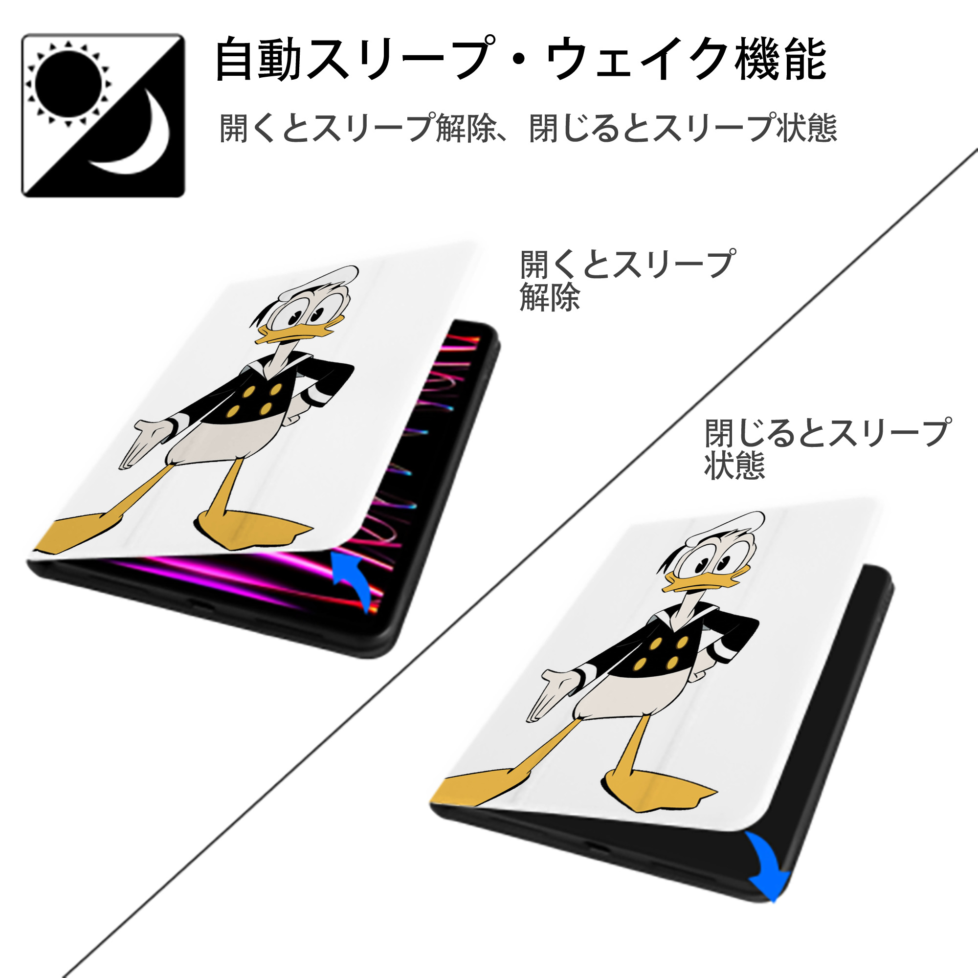 ミッキーマウス Mickey Mouse IPad ケース ペン収納付き 三つ折りスタンド PUレザー×シリコン 対応機種9.5/10.5/10.9インチ