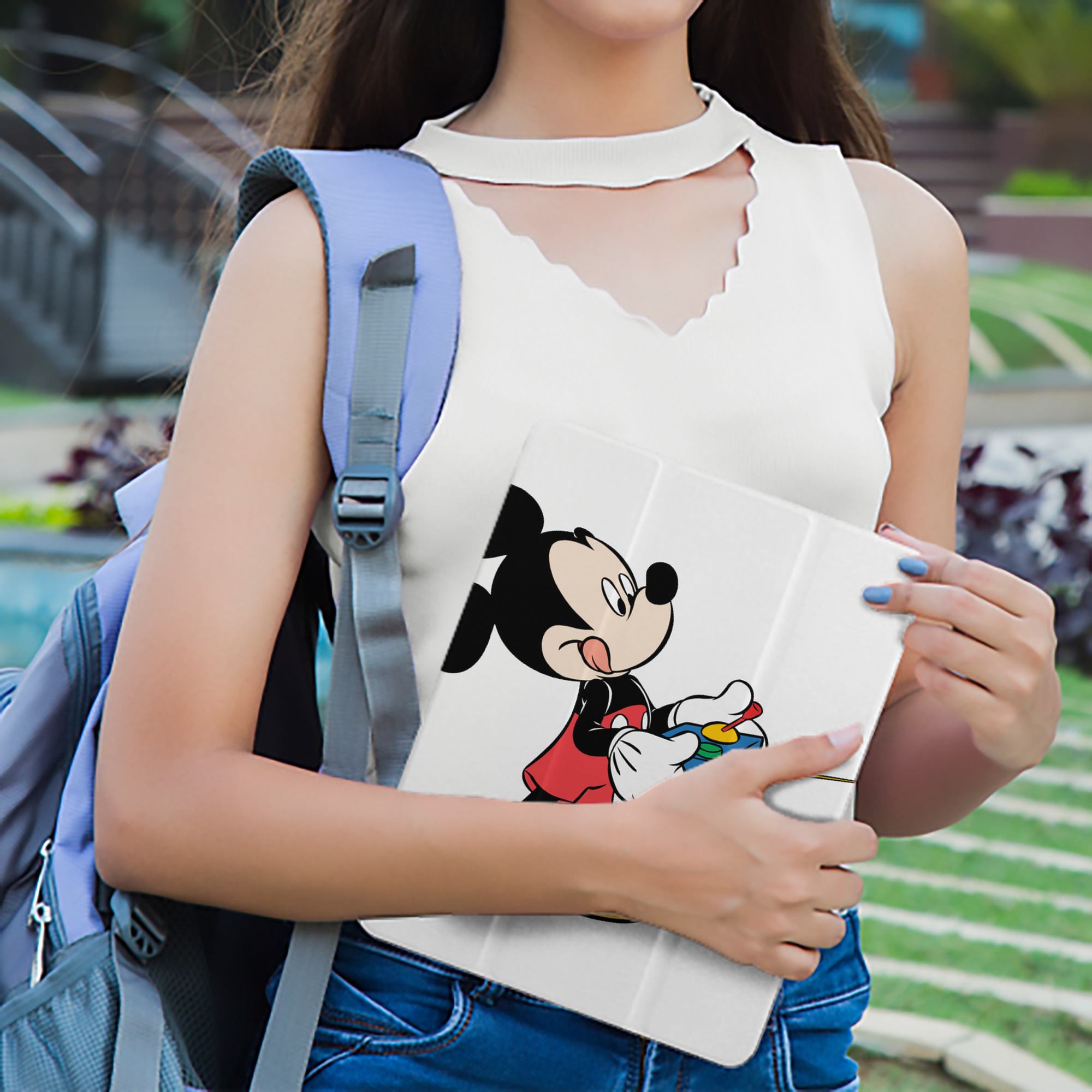 ミッキーマウス Mickey Mouse IPad ケース ペン収納付き 三つ折りスタンド PUレザー×シリコン 対応機種9.5/10.5/10.9インチ
