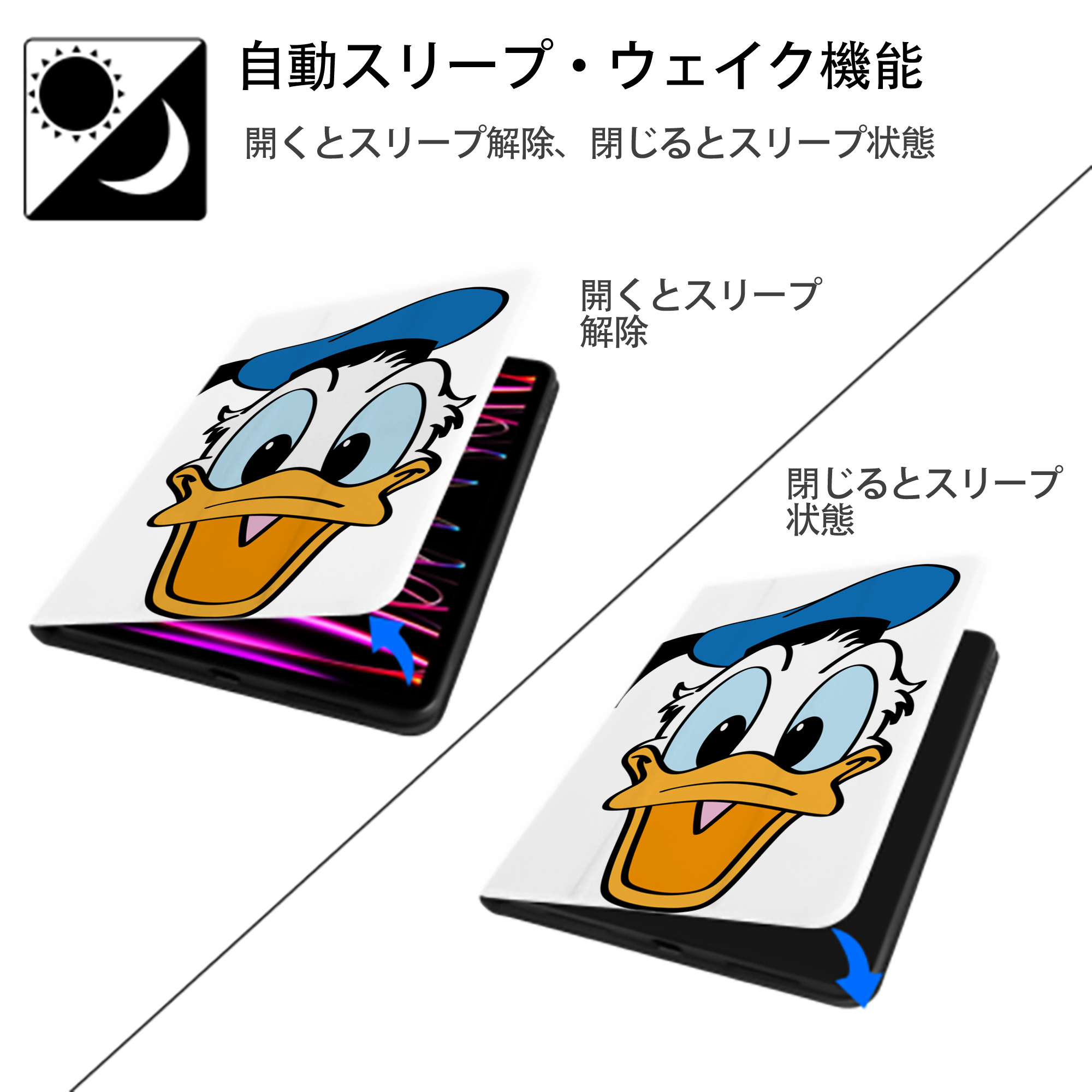 ミッキーマウス Mickey Mouse IPad ケース ペン収納付き 三つ折りスタンド PUレザー×シリコン 対応機種9.5/10.5/10.9インチ