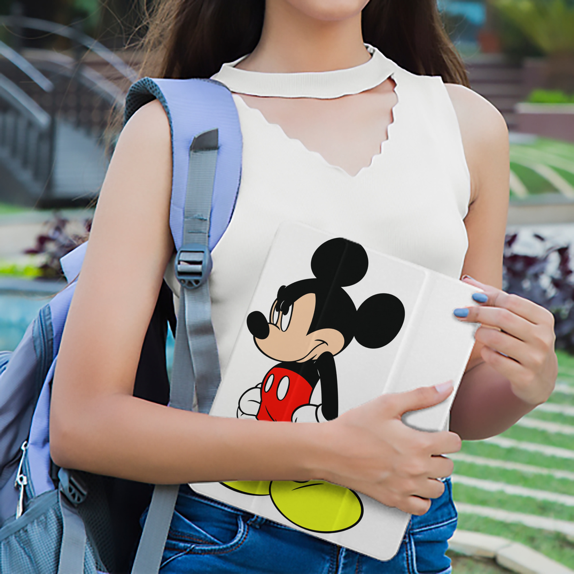 ミッキーマウス Mickey Mouse IPad ケース ペン収納付き 三つ折りスタンド PUレザー×シリコン 対応機種9.5/10.5/10.9インチ