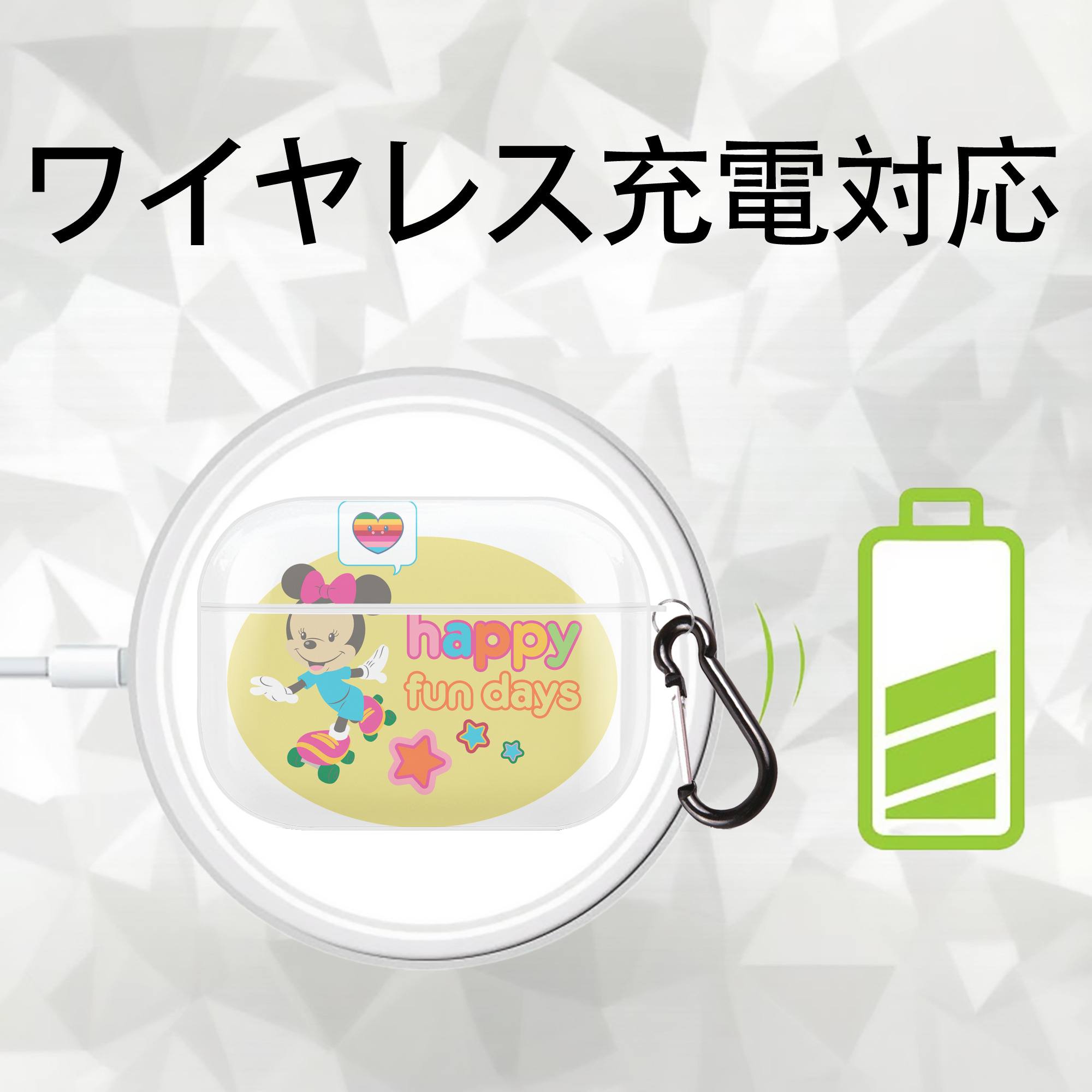 ミッキーマウス Mickey Mouse 【AirPods Pro用】ハードシェル保護ケース 耐衝撃・防指紋・カラビナ付き商品仕様