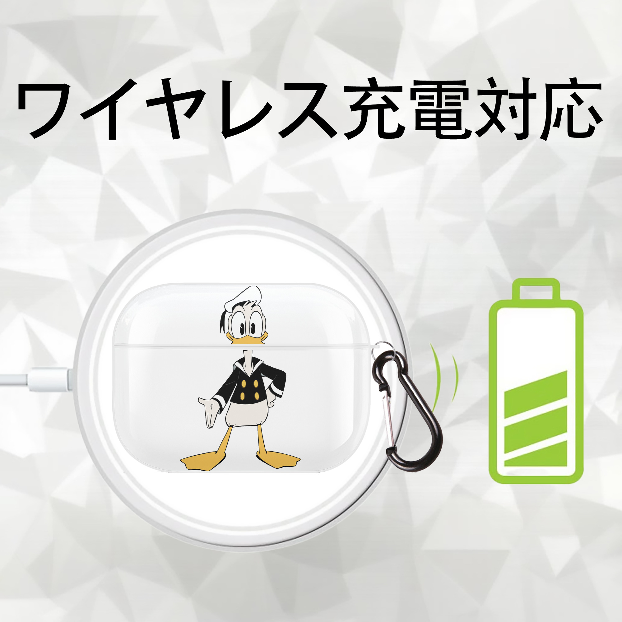 ミッキーマウス Mickey Mouse 【AirPods Pro用】ハードシェル保護ケース 耐衝撃・防指紋・カラビナ付き商品仕様