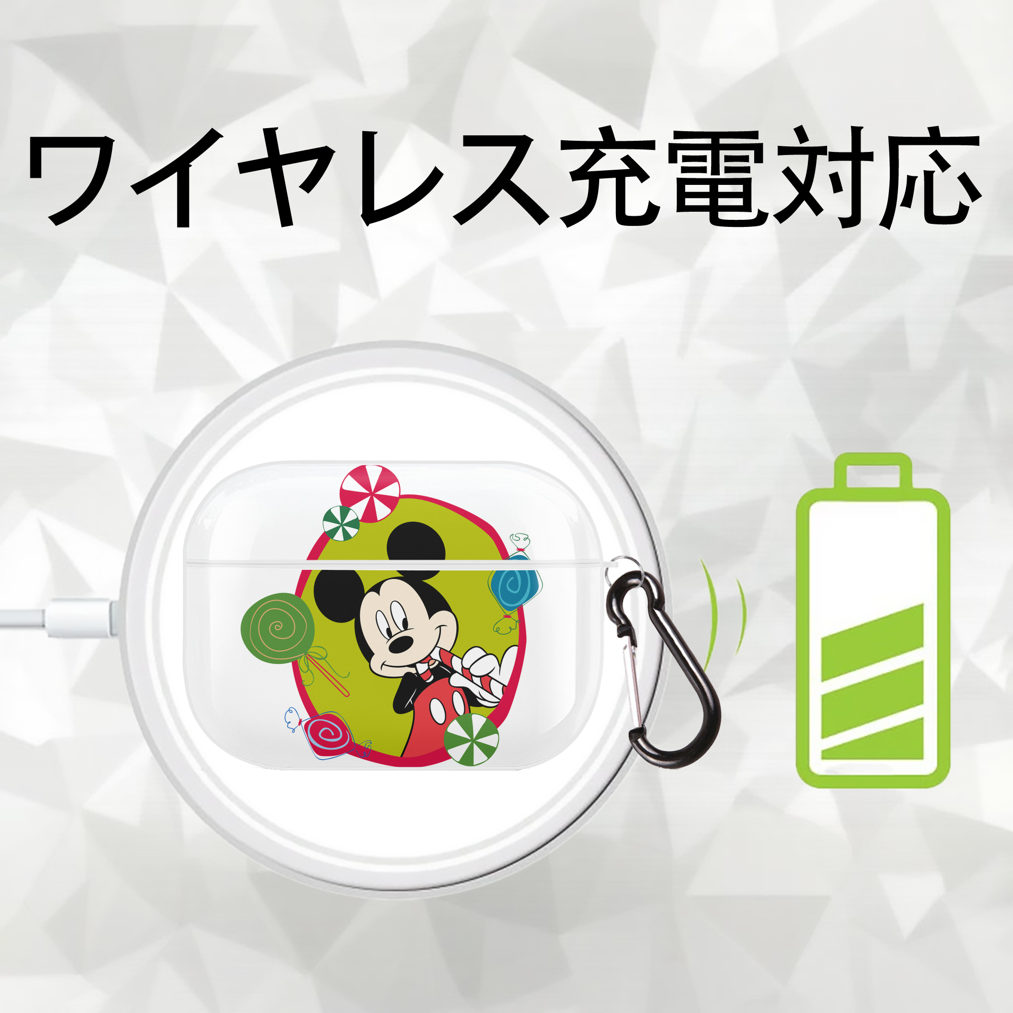 ミッキーマウス Mickey Mouse 【AirPods Pro用】ハードシェル保護ケース 耐衝撃・防指紋・カラビナ付き商品仕様