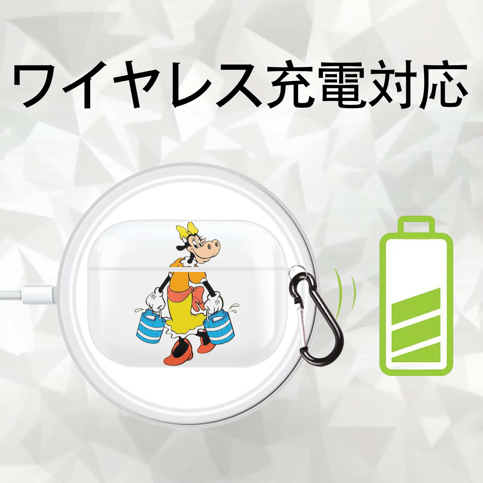 ミッキーマウス Mickey Mouse 【AirPods Pro用】ハードシェル保護ケース 耐衝撃・防指紋・カラビナ付き商品仕様
