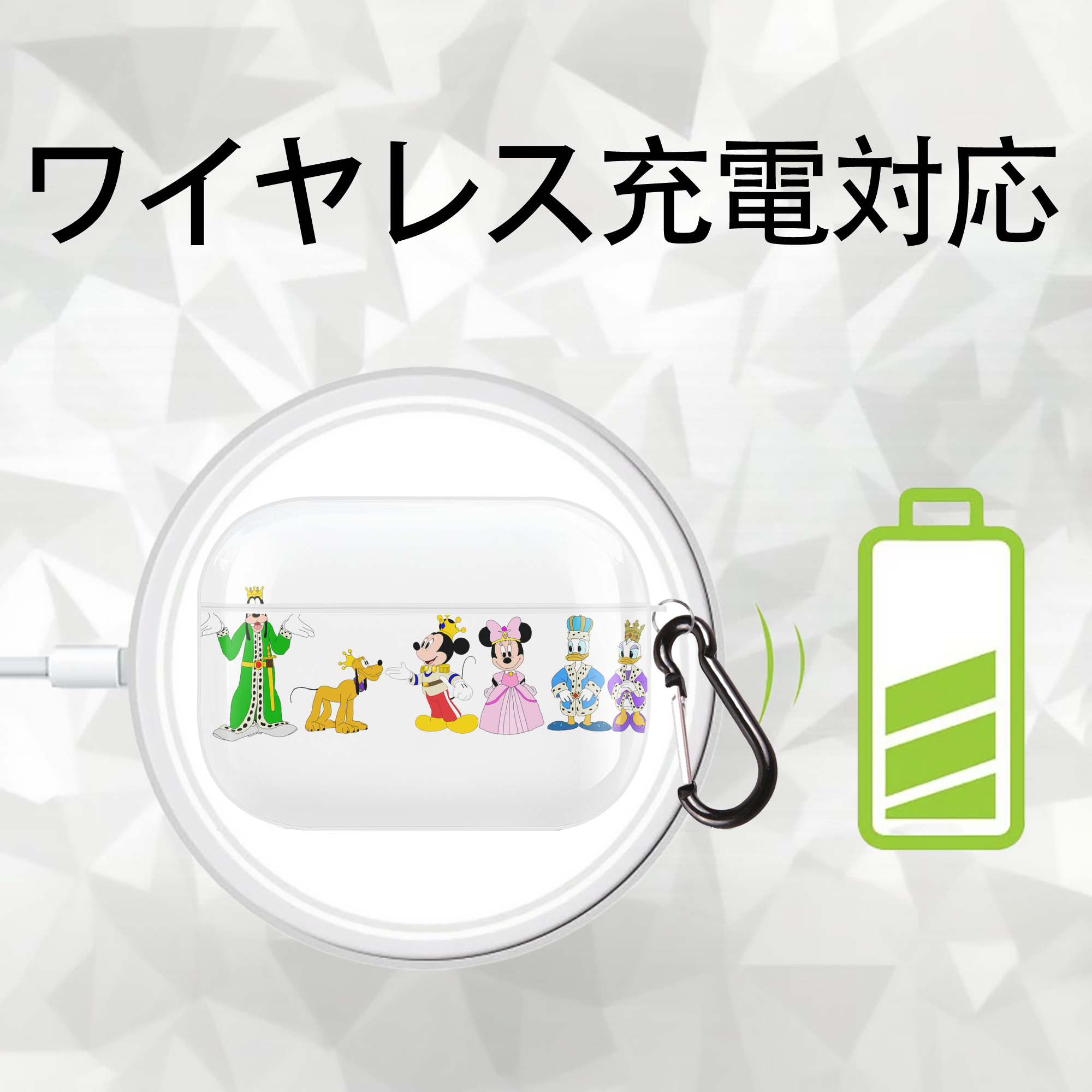 ミッキーマウス Mickey Mouse 【AirPods Pro用】ハードシェル保護ケース 耐衝撃・防指紋・カラビナ付き商品仕様