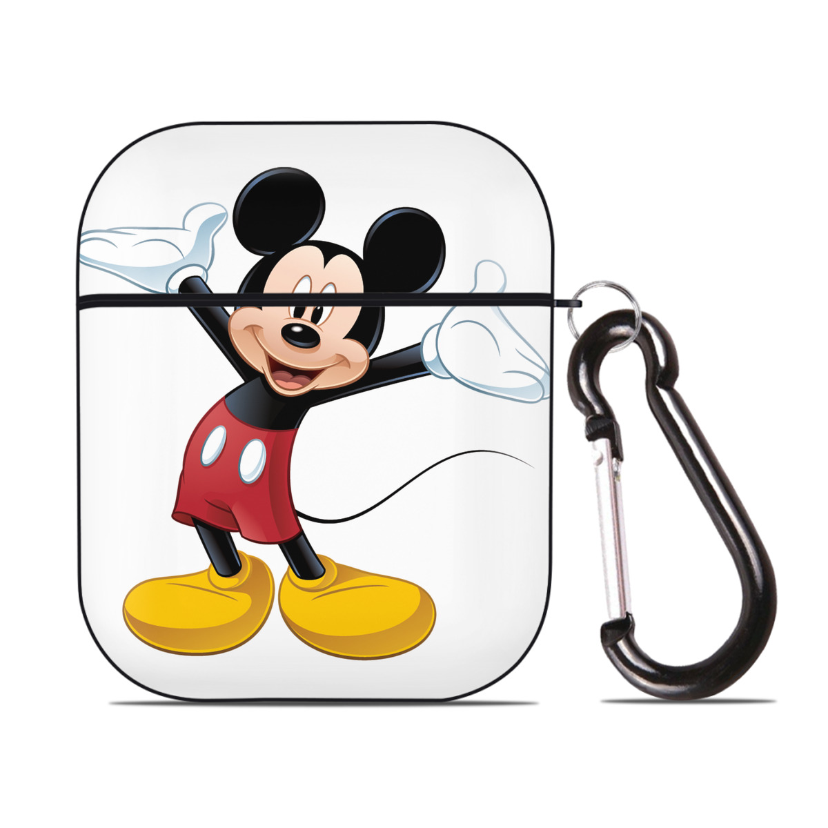 （画像用） ミッキーマウス Mickey Mouse AirPods 第2世代保護ケース ハードシェル ブラック 耐衝撃・防指紋・カラビナ付き