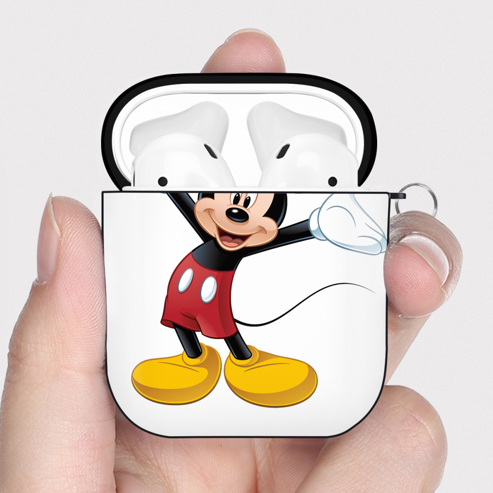 （画像用） ミッキーマウス Mickey Mouse AirPods 第2世代保護ケース ハードシェル ブラック 耐衝撃・防指紋・カラビナ付き