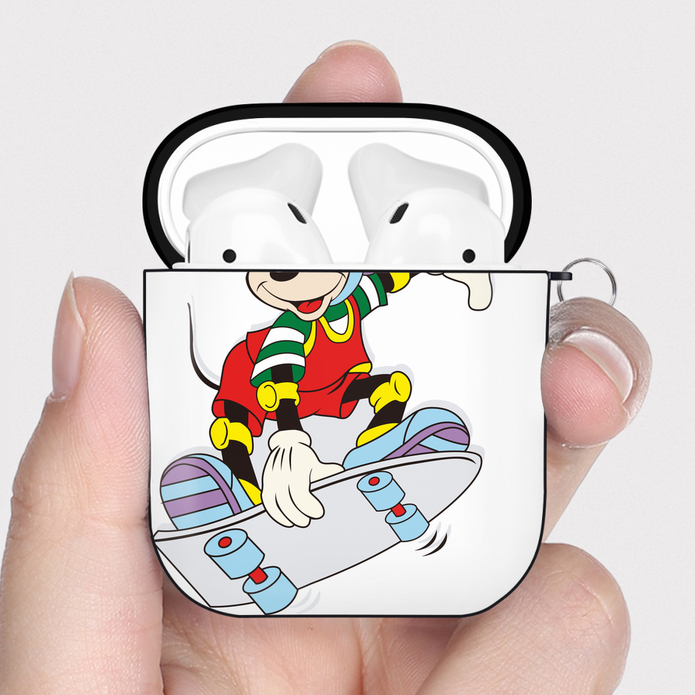 （画像用） ミッキーマウス Mickey Mouse AirPods 第2世代保護ケース ハードシェル ブラック 耐衝撃・防指紋・カラビナ付き