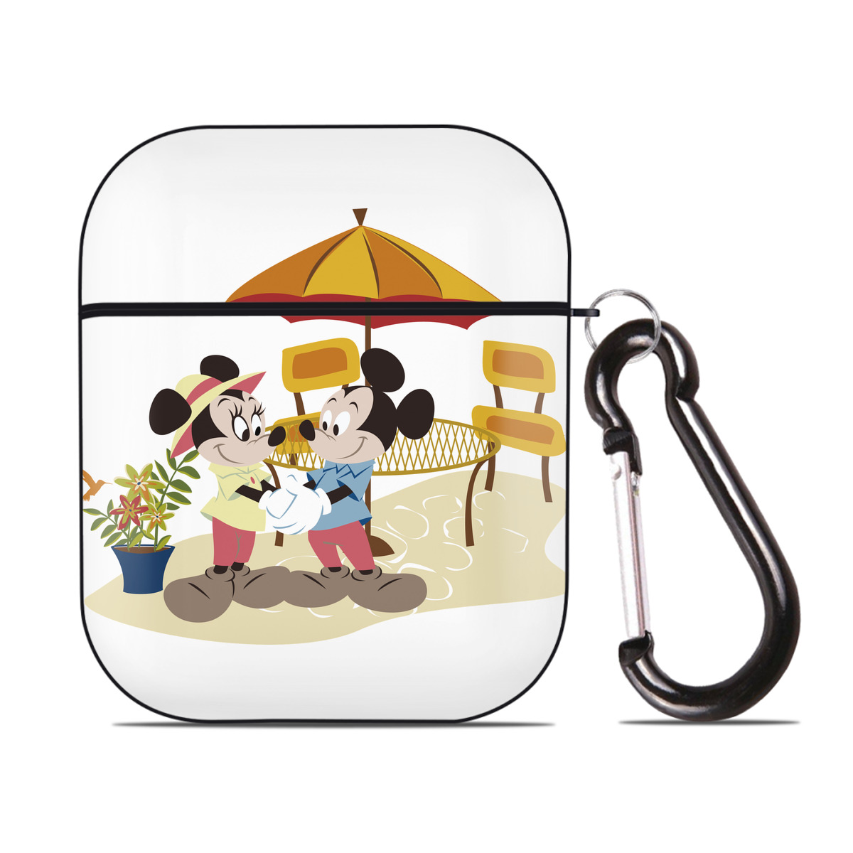 （画像用） ミッキーマウス Mickey Mouse AirPods 第2世代保護ケース ハードシェル ブラック 耐衝撃・防指紋・カラビナ付き