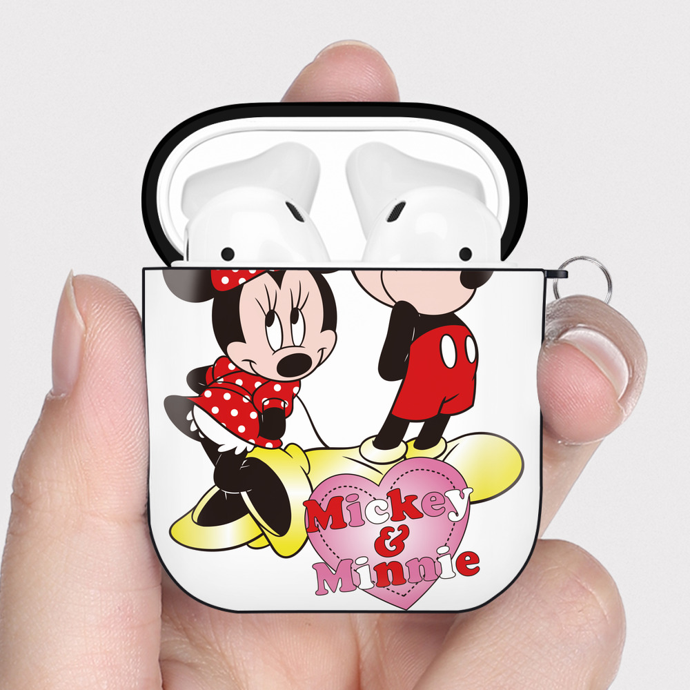 （画像用） ミッキーマウス Mickey Mouse AirPods 第2世代保護ケース ハードシェル ブラック 耐衝撃・防指紋・カラビナ付き