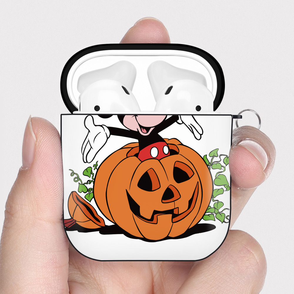 （画像用） ミッキーマウス Mickey Mouse AirPods 第2世代保護ケース ハードシェル ブラック 耐衝撃・防指紋・カラビナ付き