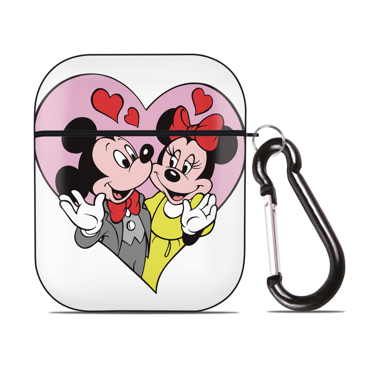 （画像用） ミッキーマウス Mickey Mouse AirPods 第2世代保護ケース ハードシェル ブラック 耐衝撃・防指紋・カラビナ付き