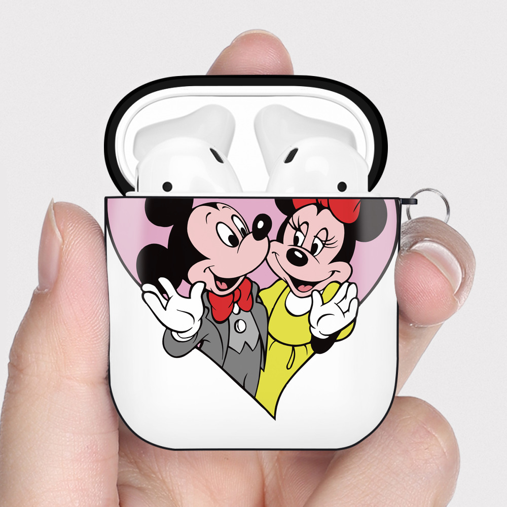 （画像用） ミッキーマウス Mickey Mouse AirPods 第2世代保護ケース ハードシェル ブラック 耐衝撃・防指紋・カラビナ付き