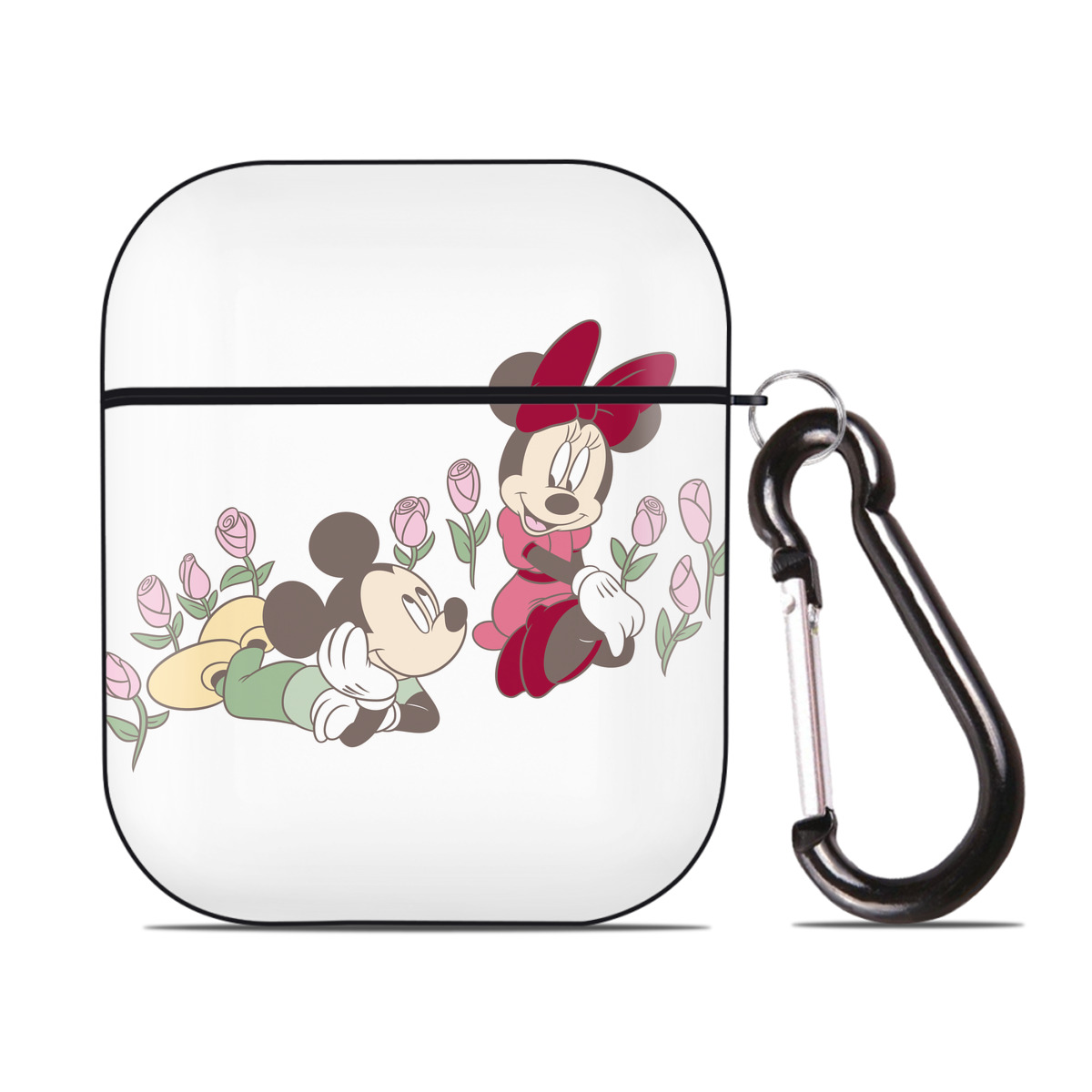 （画像用） ミッキーマウス Mickey Mouse AirPods 第2世代保護ケース ハードシェル ブラック 耐衝撃・防指紋・カラビナ付き