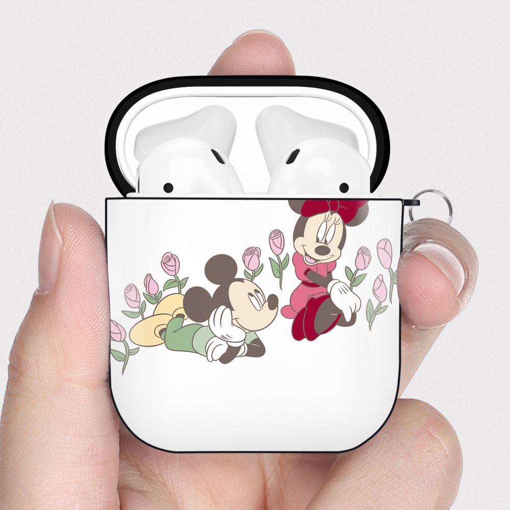 （画像用） ミッキーマウス Mickey Mouse AirPods 第2世代保護ケース ハードシェル ブラック 耐衝撃・防指紋・カラビナ付き