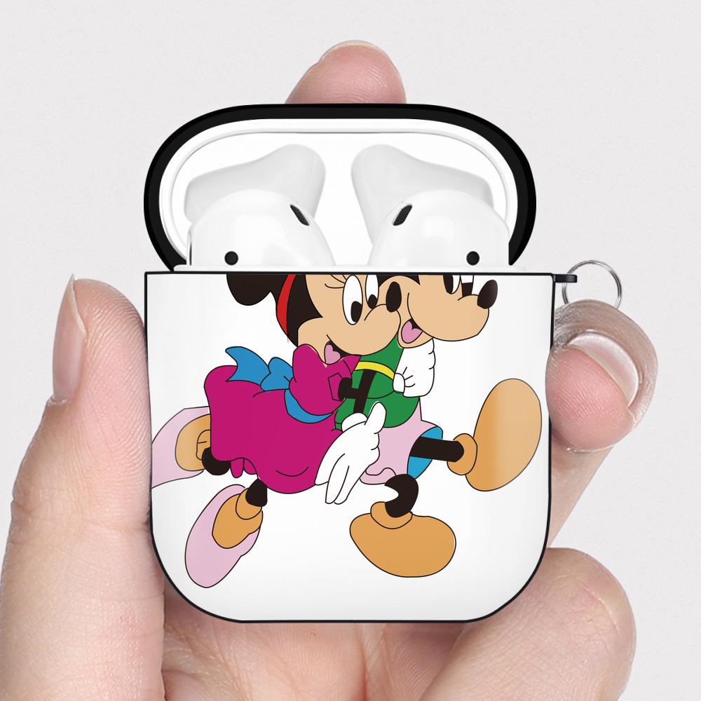 （画像用） ミッキーマウス Mickey Mouse AirPods 第2世代保護ケース ハードシェル ブラック 耐衝撃・防指紋・カラビナ付き