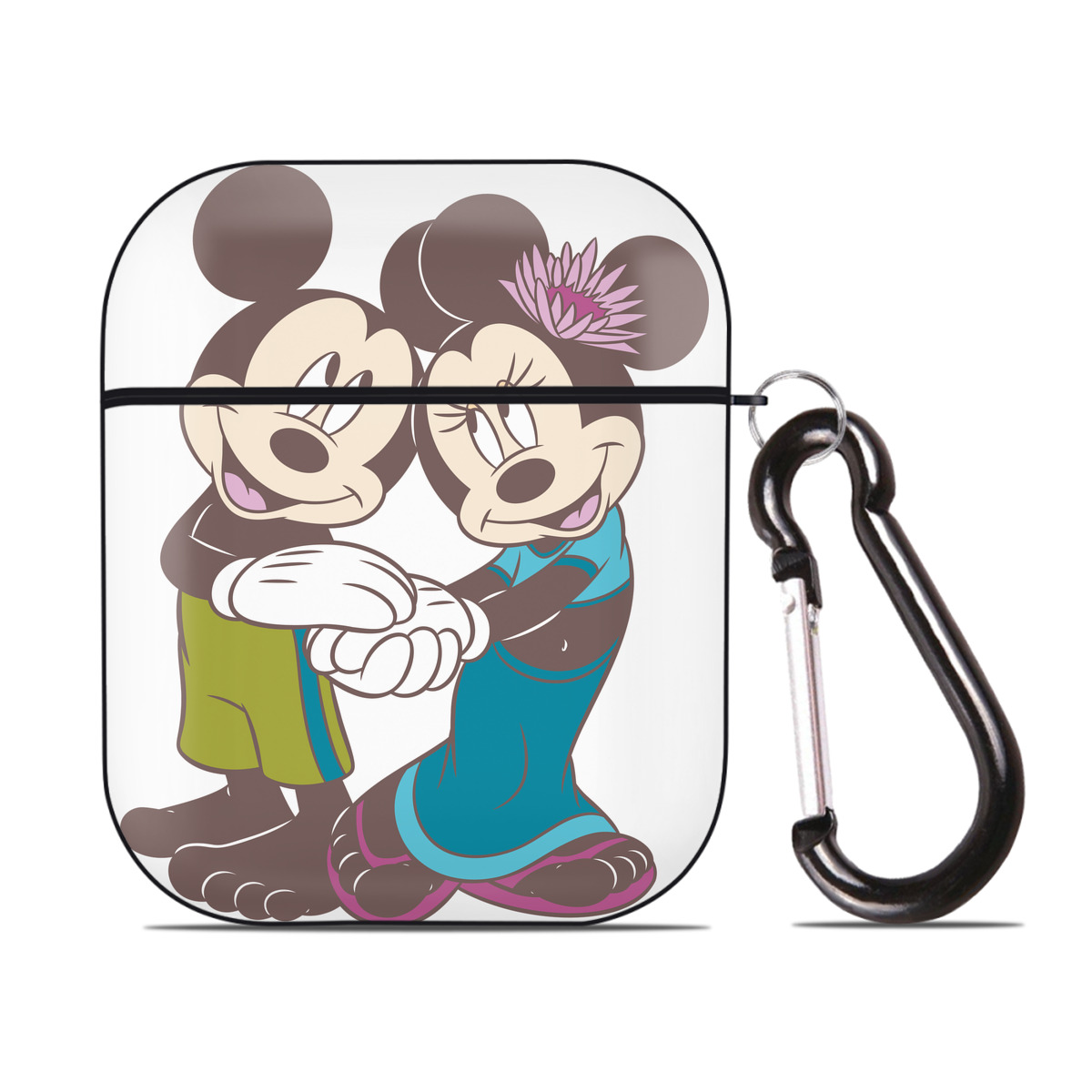 （画像用） ミッキーマウス Mickey Mouse AirPods 第2世代保護ケース ハードシェル ブラック 耐衝撃・防指紋・カラビナ付き