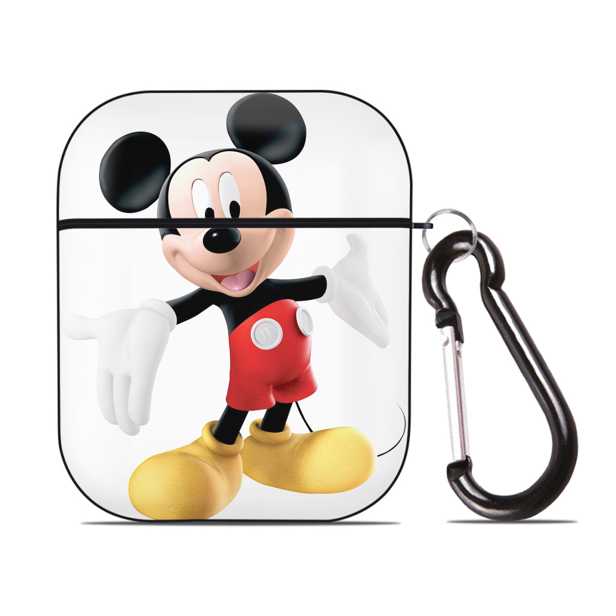 （画像用） ミッキーマウス Mickey Mouse AirPods 第2世代保護ケース ハードシェル ブラック 耐衝撃・防指紋・カラビナ付き