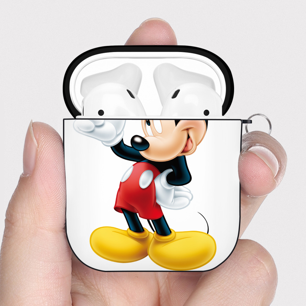 （画像用） ミッキーマウス Mickey Mouse AirPods 第2世代保護ケース ハードシェル ブラック 耐衝撃・防指紋・カラビナ付き