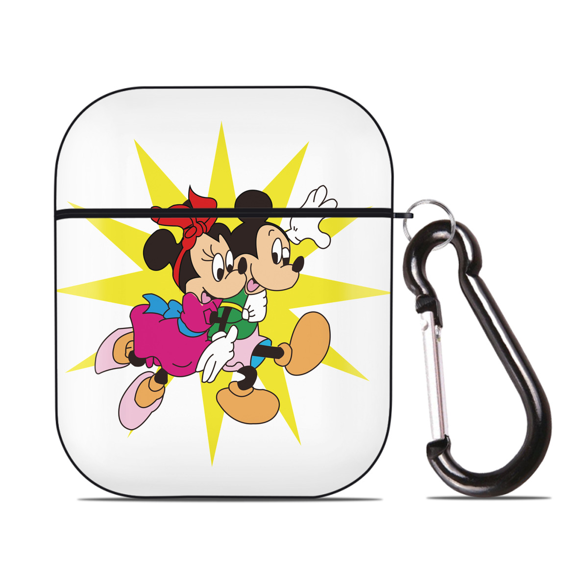 （画像用） ミッキーマウス Mickey Mouse AirPods 第2世代保護ケース ハードシェル ブラック 耐衝撃・防指紋・カラビナ付き