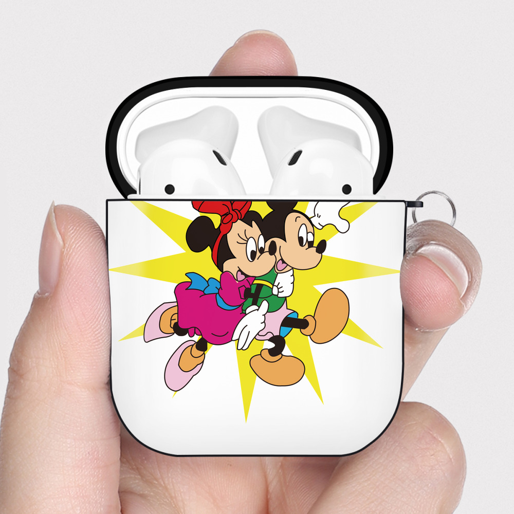 （画像用） ミッキーマウス Mickey Mouse AirPods 第2世代保護ケース ハードシェル ブラック 耐衝撃・防指紋・カラビナ付き