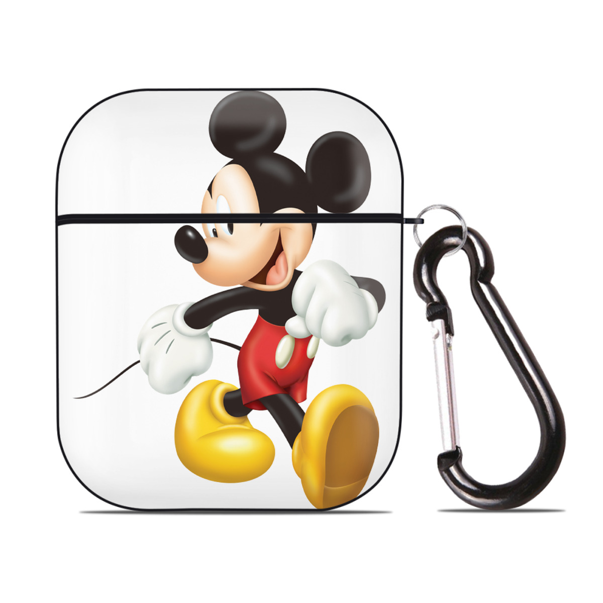 （画像用） ミッキーマウス Mickey Mouse AirPods 第2世代保護ケース ハードシェル ブラック 耐衝撃・防指紋・カラビナ付き