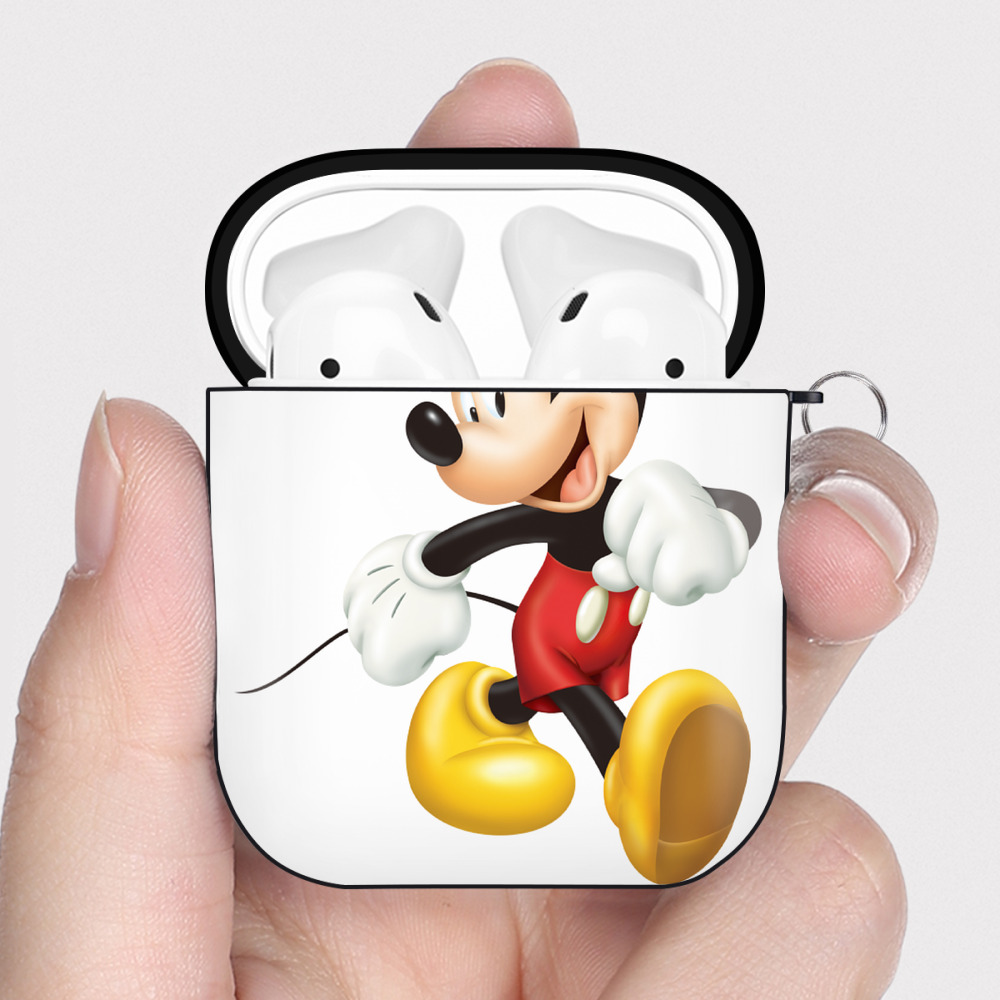 （画像用） ミッキーマウス Mickey Mouse AirPods 第2世代保護ケース ハードシェル ブラック 耐衝撃・防指紋・カラビナ付き