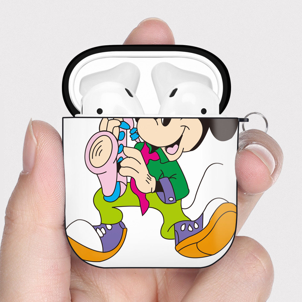 （画像用） ミッキーマウス Mickey Mouse AirPods 第2世代保護ケース ハードシェル ブラック 耐衝撃・防指紋・カラビナ付き