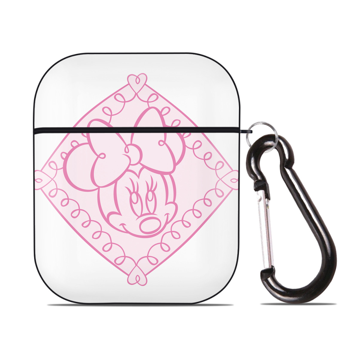 （画像用） ミッキーマウス Mickey Mouse AirPods 第2世代保護ケース ハードシェル ブラック 耐衝撃・防指紋・カラビナ付き