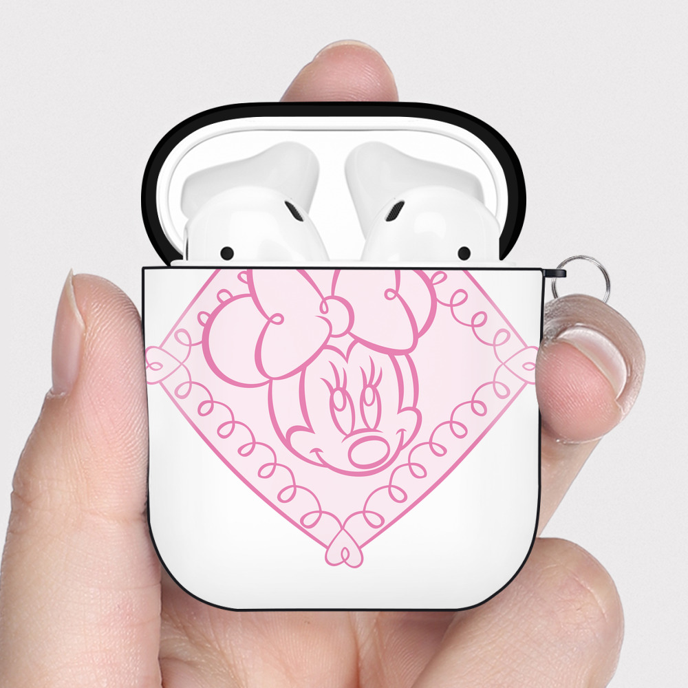 （画像用） ミッキーマウス Mickey Mouse AirPods 第2世代保護ケース ハードシェル ブラック 耐衝撃・防指紋・カラビナ付き