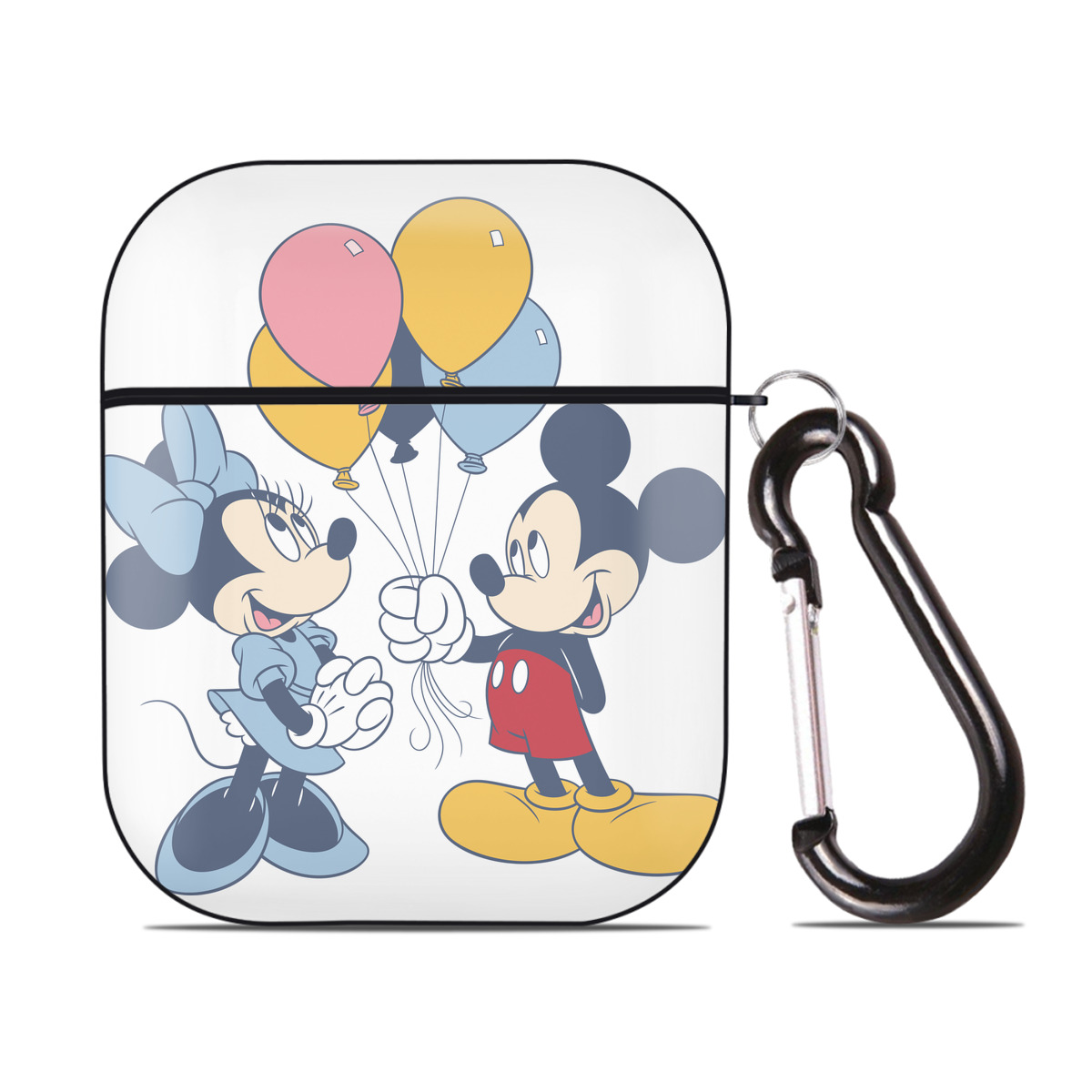 （画像用） ミッキーマウス Mickey Mouse AirPods 第2世代保護ケース ハードシェル ブラック 耐衝撃・防指紋・カラビナ付き