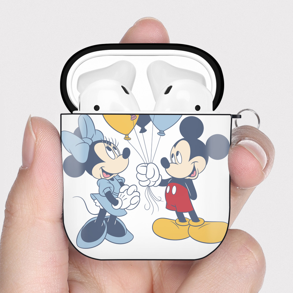 （画像用） ミッキーマウス Mickey Mouse AirPods 第2世代保護ケース ハードシェル ブラック 耐衝撃・防指紋・カラビナ付き