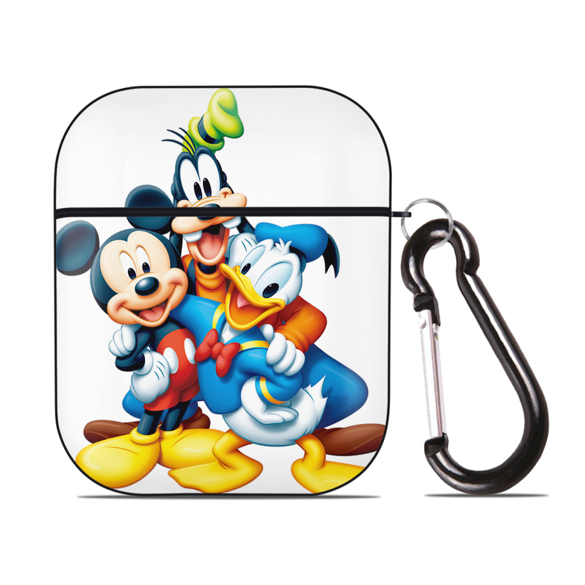 （画像用） ミッキーマウス Mickey Mouse AirPods 第2世代保護ケース ハードシェル ブラック 耐衝撃・防指紋・カラビナ付き