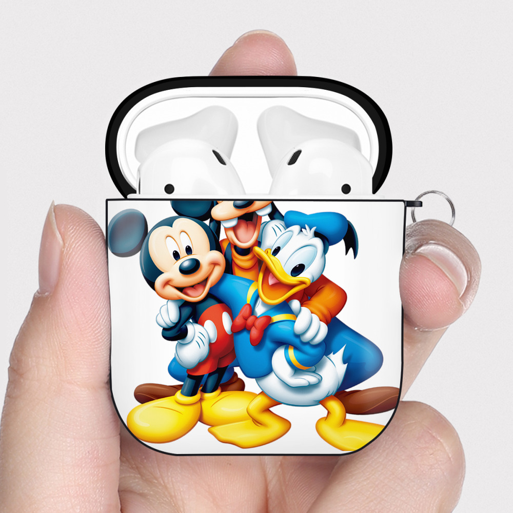 （画像用） ミッキーマウス Mickey Mouse AirPods 第2世代保護ケース ハードシェル ブラック 耐衝撃・防指紋・カラビナ付き