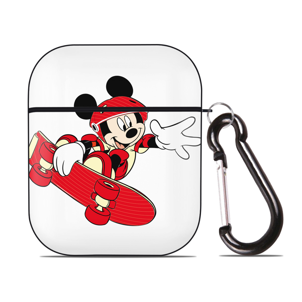 （画像用） ミッキーマウス Mickey Mouse AirPods 第2世代保護ケース ハードシェル ブラック 耐衝撃・防指紋・カラビナ付き