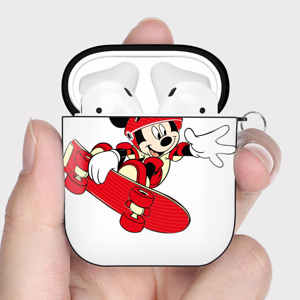 （画像用） ミッキーマウス Mickey Mouse AirPods 第2世代保護ケース ハードシェル ブラック 耐衝撃・防指紋・カラビナ付き