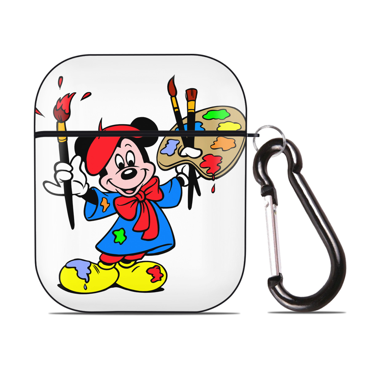 （画像用） ミッキーマウス Mickey Mouse AirPods 第2世代保護ケース ハードシェル ブラック 耐衝撃・防指紋・カラビナ付き
