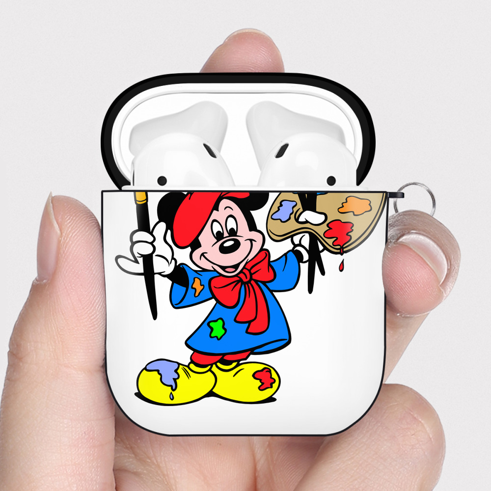 （画像用） ミッキーマウス Mickey Mouse AirPods 第2世代保護ケース ハードシェル ブラック 耐衝撃・防指紋・カラビナ付き