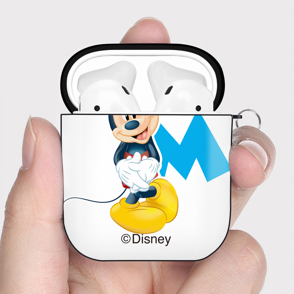 （画像用） ミッキーマウス Mickey Mouse AirPods 第2世代保護ケース ハードシェル ブラック 耐衝撃・防指紋・カラビナ付き