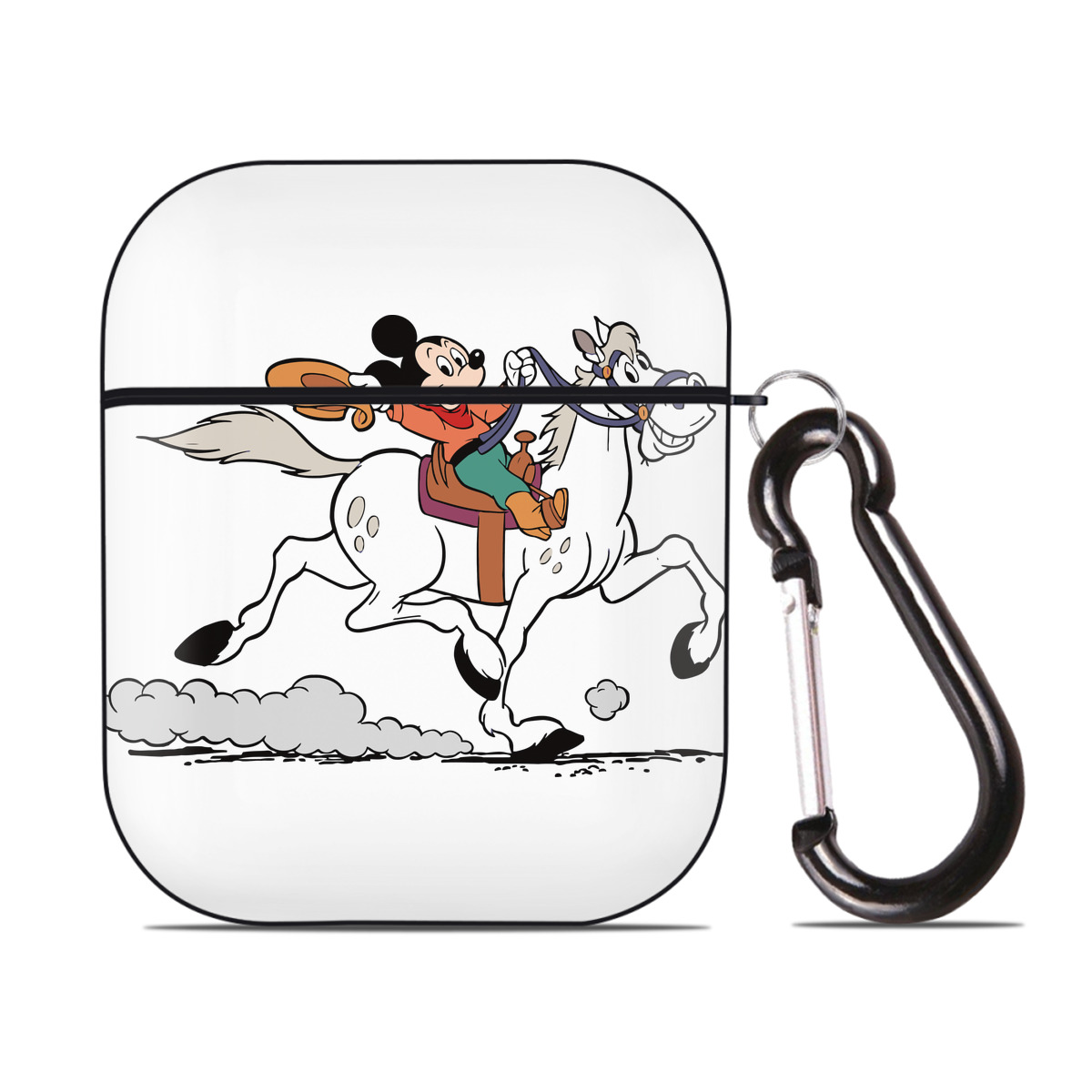 （画像用） ミッキーマウス Mickey Mouse AirPods 第2世代保護ケース ハードシェル ブラック 耐衝撃・防指紋・カラビナ付き