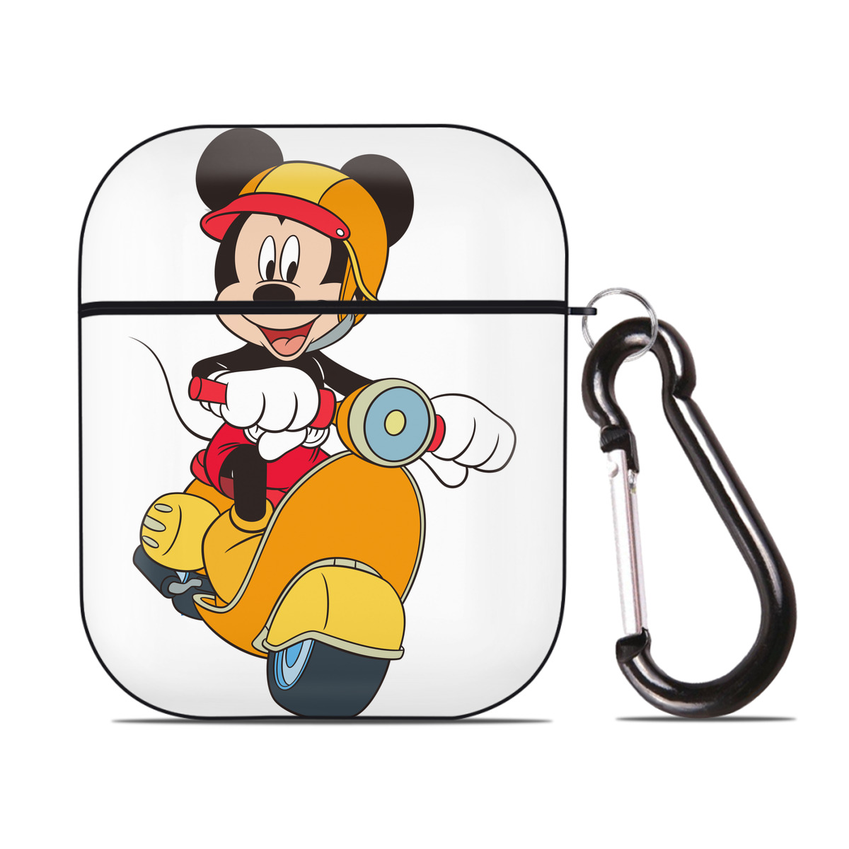 （画像用） ミッキーマウス Mickey Mouse AirPods 第2世代保護ケース ハードシェル ブラック 耐衝撃・防指紋・カラビナ付き