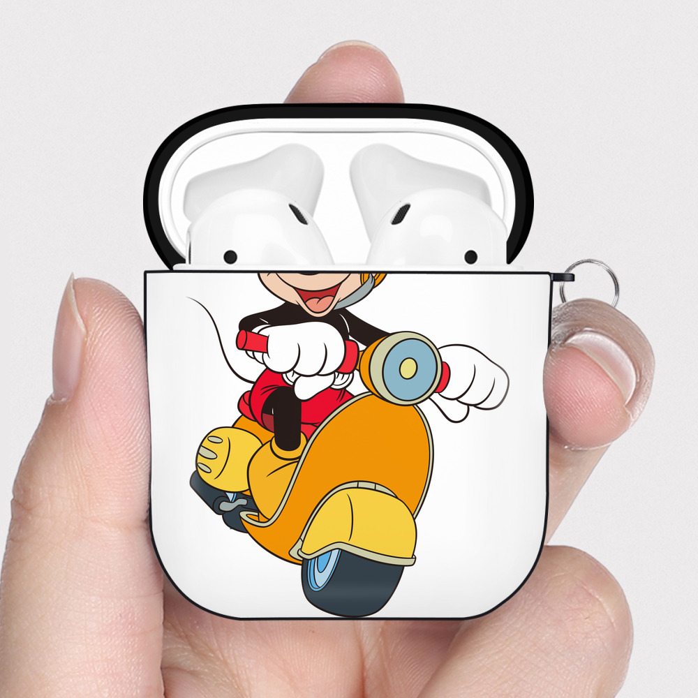 （画像用） ミッキーマウス Mickey Mouse AirPods 第2世代保護ケース ハードシェル ブラック 耐衝撃・防指紋・カラビナ付き