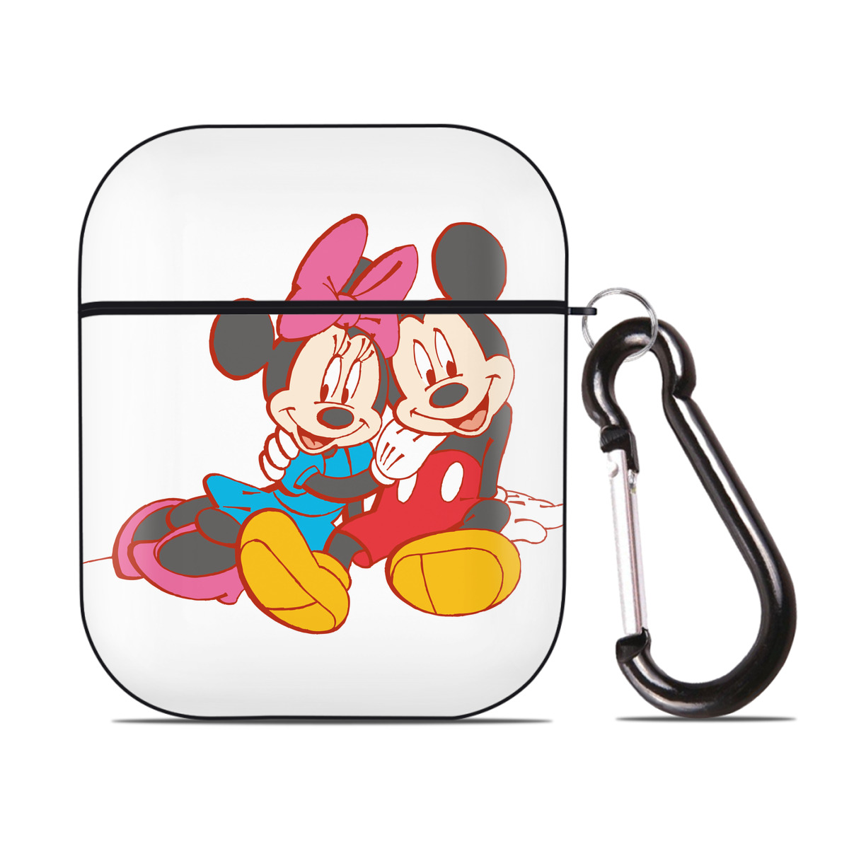 （画像用） ミッキーマウス Mickey Mouse AirPods 第2世代保護ケース ハードシェル ブラック 耐衝撃・防指紋・カラビナ付き