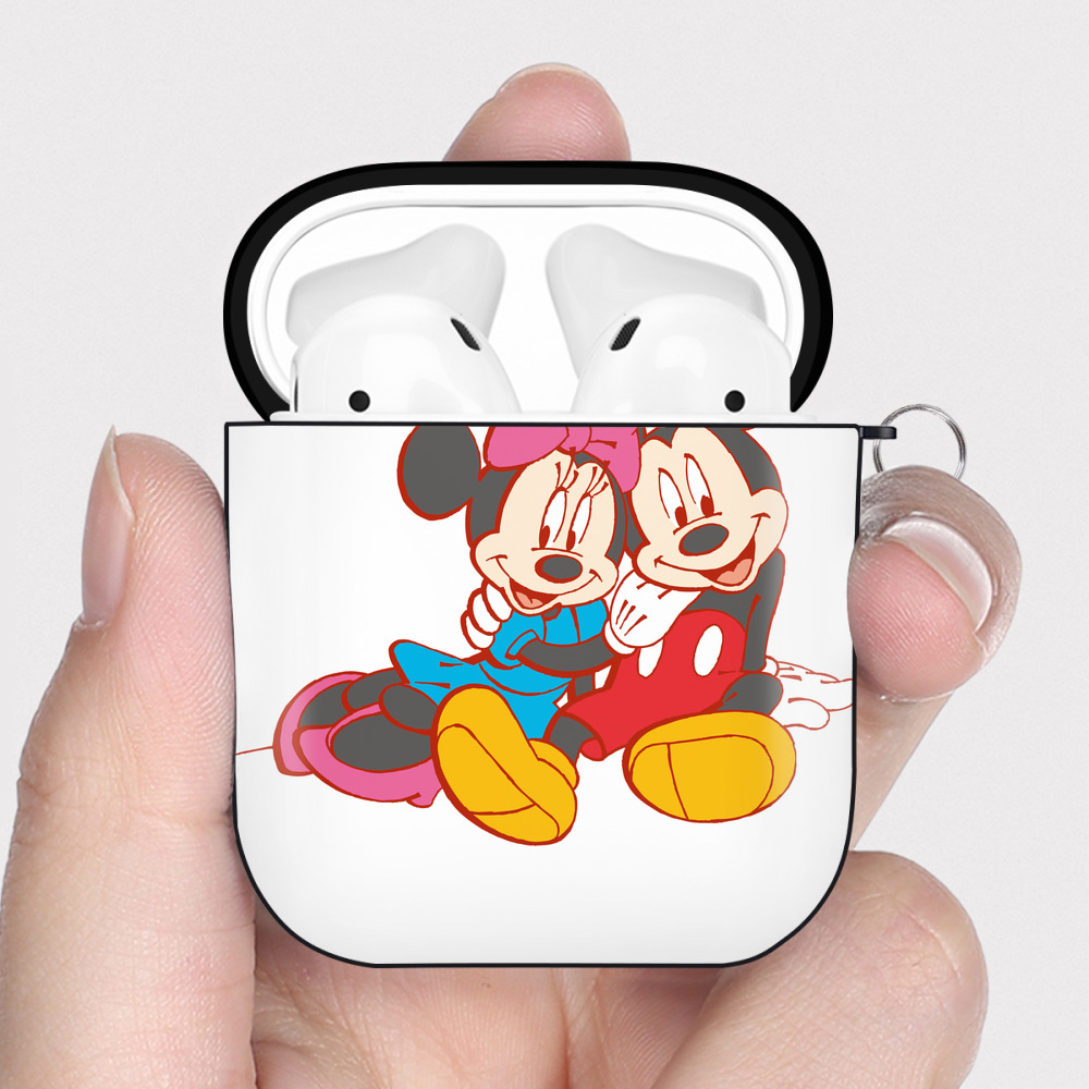（画像用） ミッキーマウス Mickey Mouse AirPods 第2世代保護ケース ハードシェル ブラック 耐衝撃・防指紋・カラビナ付き