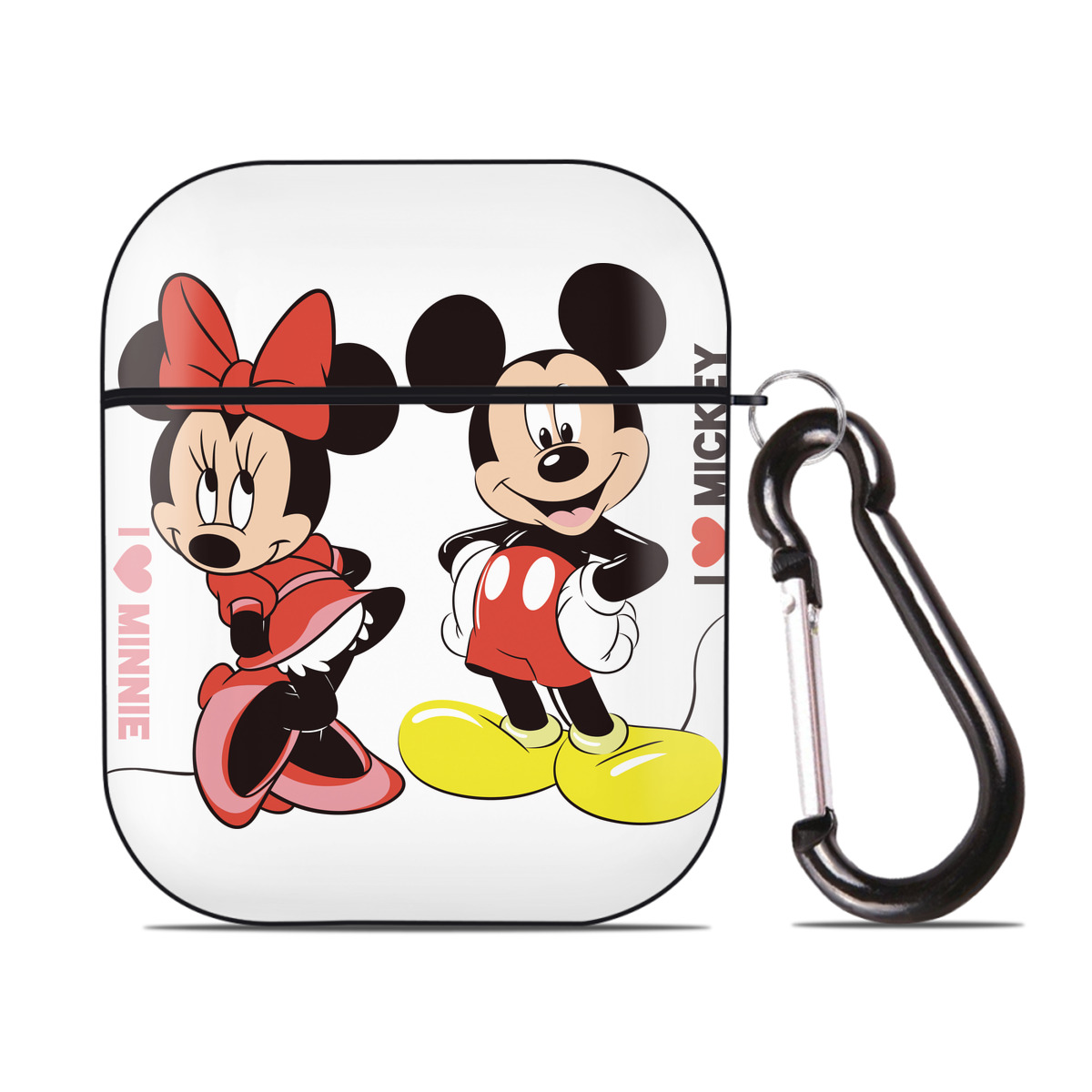（画像用） ミッキーマウス Mickey Mouse AirPods 第2世代保護ケース ハードシェル ブラック 耐衝撃・防指紋・カラビナ付き